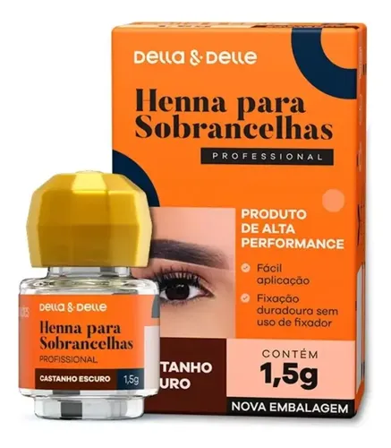 Henna Para Sobrancelhas Della & Delle Castanho Escuro 1,5g