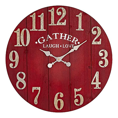 W De Madera Vintage Grande All Clock, 24 Pulgadas Silent Bat