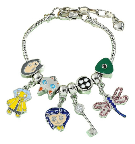 Ddzz Pulsera Plateada Muñeca Coraline Libelula Gato Llave