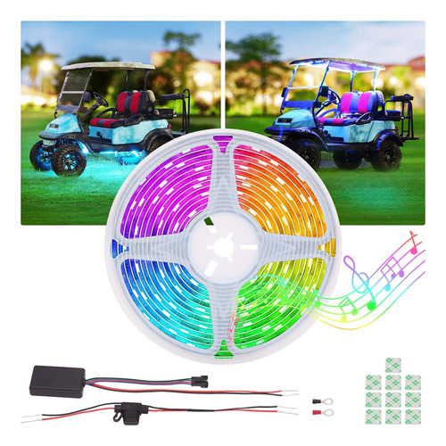 Kit Tira Luz Led Para Carrito Golf Bluetooth Impermeable 12