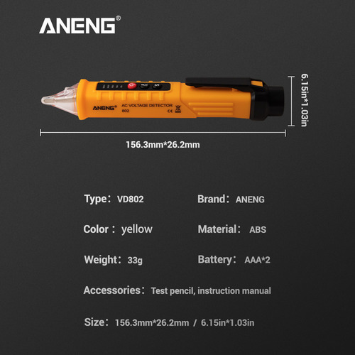Probador De Voltaje Led Ac Aneng Sin Contacto Vd802 Voltage