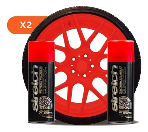 Kit X2 Stretch Pintura Removible Rojo Vinilo Aerosol