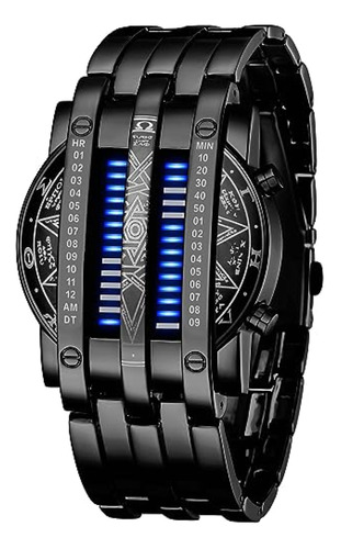 Reloj Hombre  Fanmis Reloj Digital Led Azul De Matriz Binari