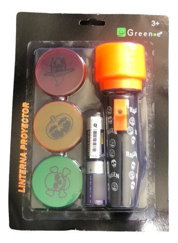 Linterna Proyector Infantil Halloween 3 Figuras Green E Luz Blanco