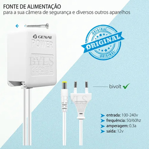Kit 2 Fonte De Alimentação 12v 2a Bivolt Adaptador Indicado Para Fita Led Equipamentos Cftv (câmeras De Segurança, Dvr), Modem Tv A Cabo Net Sky Vivo Modem Fibra Roteador Radio Decoders Balança