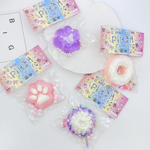 4 Piezas Taba Squishy Cat Paw Donut Squeeze Toys