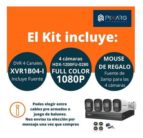 Kit 4 Camaras Seguridad Full Color Exterior Dvr 4 Canal P2p