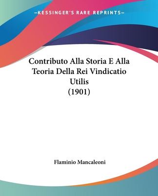 Libro Contributo Alla Storia E Alla Teoria Della Rei Vind...