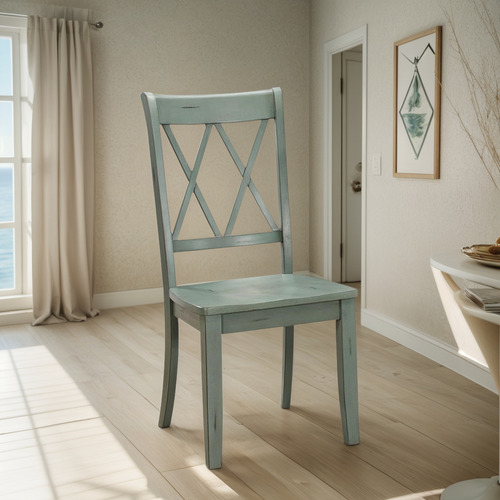 Homelegance Silla De Comedor Juego De 2 Verde Azulado