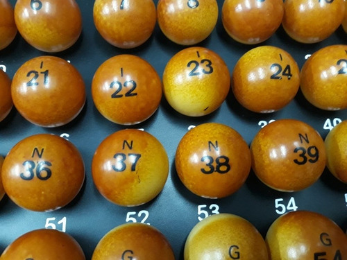 Juego Bolas Bingo Usadas Del 1 Al 75 Color Naranja
