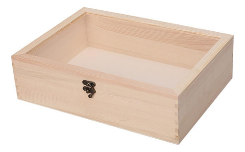 Caja De Almacenamiento De Madera Con Tapa Acrílica Transpare