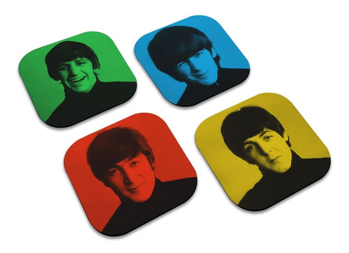 Posavasos De Madera Set 4 The Beatles