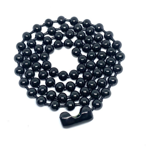Imagen 2 de 3 de Cadena Tipo Bola Militar 6mm Acero Inoxidable Negro 70 Cm
