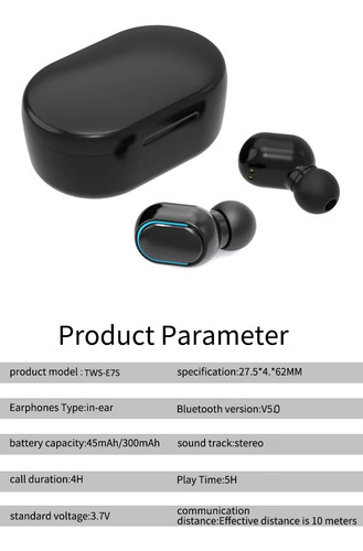Audífonos Inalámbricos Tws Bluetooth In-ear E7s Auriculares Negro