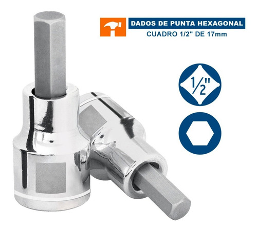 Dados De Punta Hexagonal, Cuadro 1/2' De 17mm. Truper 13286