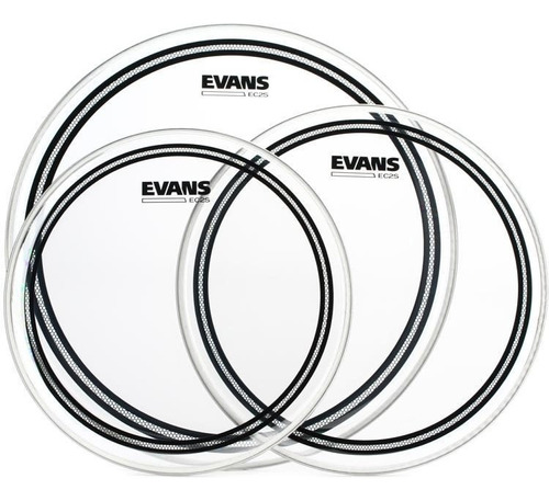 Set Parches Evans Ec2 Tom Pack 10 12 14 16 Ec2 Clear