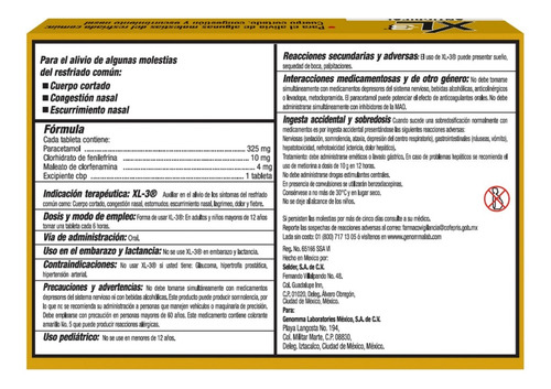 Xl-3 Alivia Síntomas Del Resfriado Común. Caja 10 Cápsulas.