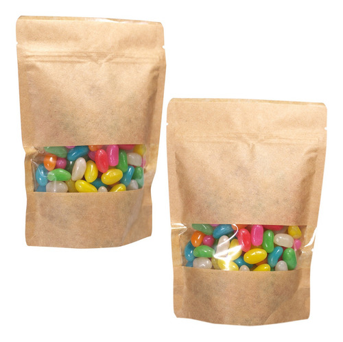 300 Saquinho Fecho Zip Stand Up Pouch 14x19,5 Kraft C/ Visor