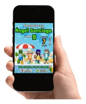 Comprar Invitación Minecraft Pool Party Ubicación Y Confirmación