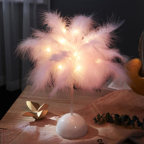 Lámpara De Mesa Con Forma De Pluma, Led, Funciona Con Pilas,