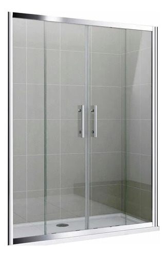 Mampara Baño 160x160cm 4 Hojas Transparente 8mm Perfil Negro