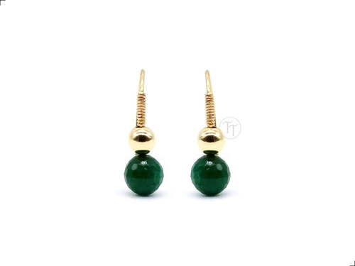 Aretes Péndulo Esmeralda Natural Oro Italiano 14k Thi Tur®