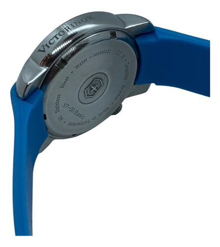 Reloj Victorinox V7 00 Azul Cristal De Zafiro Coleccionable Bisel Plateado