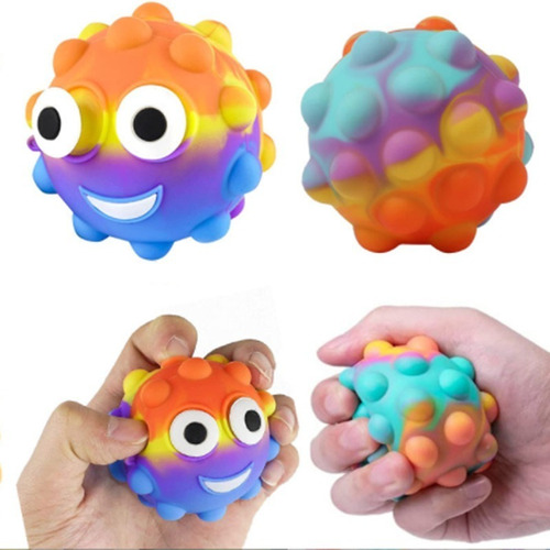 Popit Pelota Con Carita Multicolor Apretable 3d Antiestres