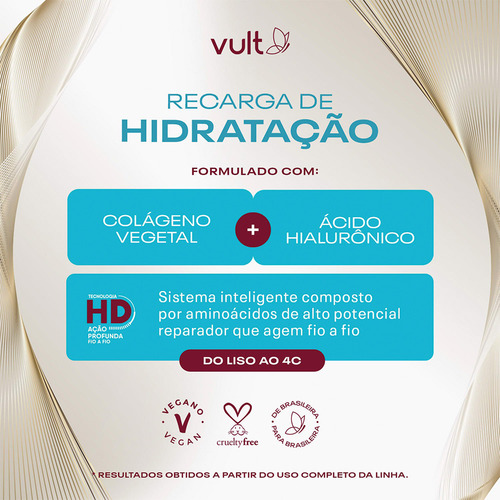 Kit 2 Shampoo Hidratante Recarga De Hidratação Cabelos Vult