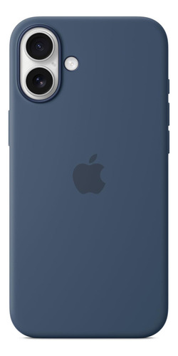 Apple - Capa de silicone azul (jeans) com Magsafe e controle de câmera para iPhone 16 Plus