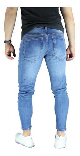 Imagen 2 de 8 de Pantalón Jeans Elasticado Semipitillo Rasgado Destroyed
