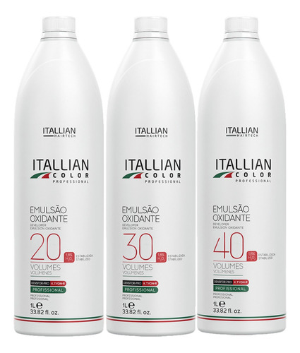 Itallian Color 3 Unidades Oxidante 20, 30, 40 Volumes