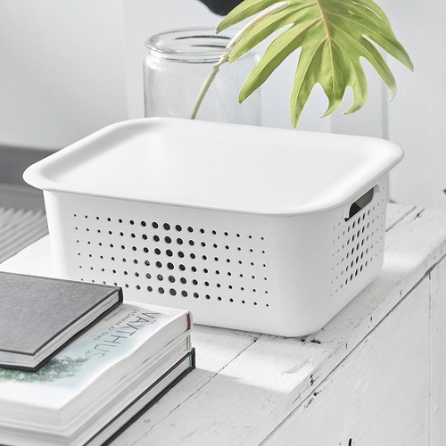 Imagen 2 de 5 de Tapa Plástico Blanco Para Canastos Smart Store Organizza