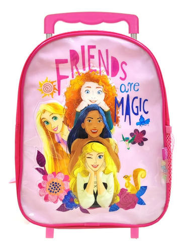 Mochila 12 Con Carro Princesas Escolar Wabro - 81501