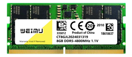 Memória Ram Ddr5 8gb 1x8gb Weimu 4800mhz Pc5-38400 Taptop