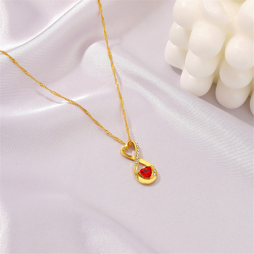 Para Collar De Cristal Dorado De Imitación De Temperamento