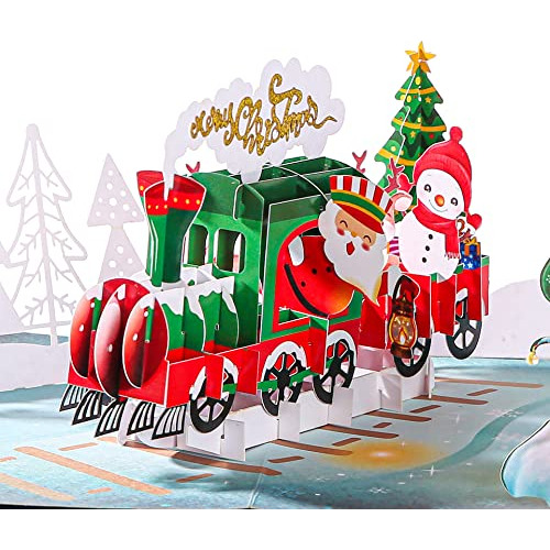 Tarjetas De Navidad Pop Up Train, Religiosas 3d, Tarjet...