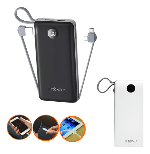 Power Bank 20000mah Carregador Portátil Com Display 3 Saídas