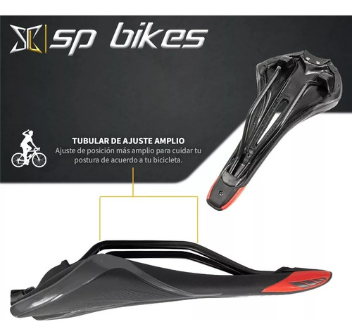 Asiento Negro/rojo Vzr Para Bicicleta Ruta / Montaña