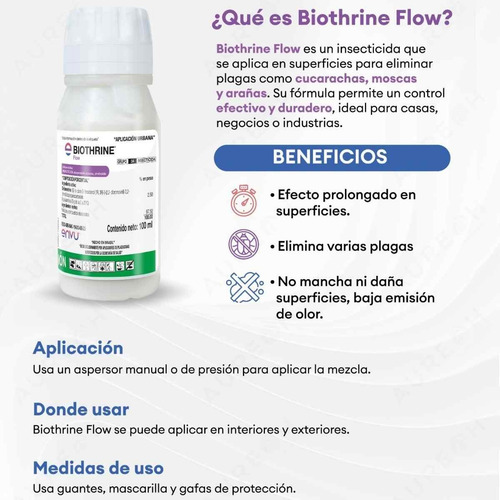 Insecticida Mata Chinches Mosca Cucaracha Biothrine Flow 100