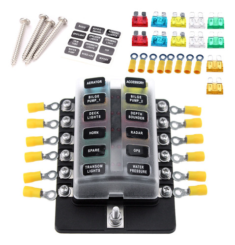 Fuse Block Fuses Marine 12 Led Rojos Para Caravana Y Coche B