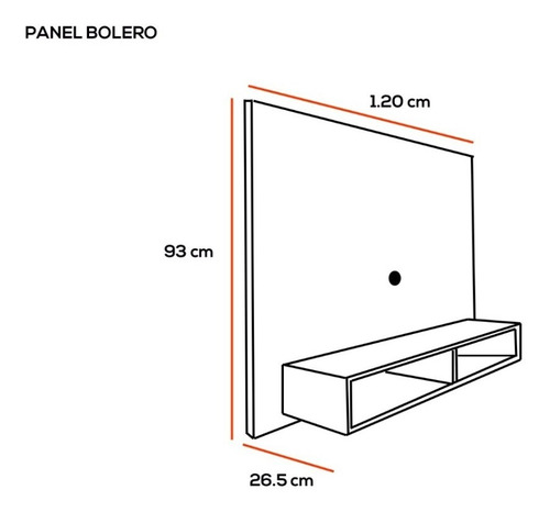 Imagen 3 de 3 de Panel Para Tv Bolero Naturale 2 Entrepaños Mdf 1.20m 93 Cm