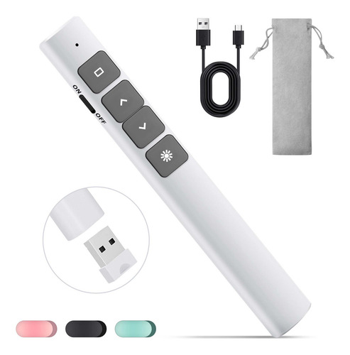 Apuntador Presentador Láser Inalámbric Remoto Usb Recargable Color Blanco