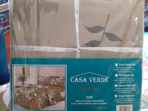 Juego De Sabana King Zize 2x2 Marca Casa Verde
