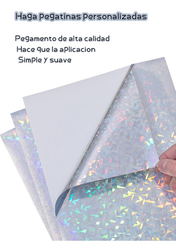 Muramaudi 24 Vinil Adhesivo Holográfico A4 Para Impresión Láser Inkjet Autoadhesivo Impermeable Resistente A Desgarros Fragmentos de Espejo 21 Cm × 29.7 Cm