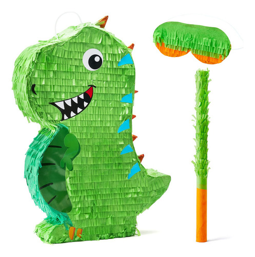 Piñata De Dinosaurio Con Murciélago De Plástico Y Venda D