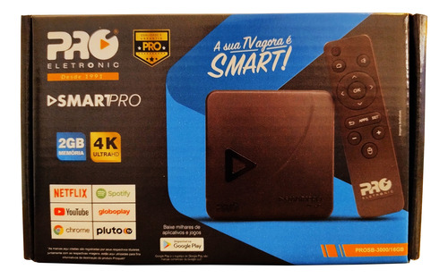 Tvbox Smartpro 4k Hd Wi-fi Receptor Digital Pro Eletronic Preto Padrão