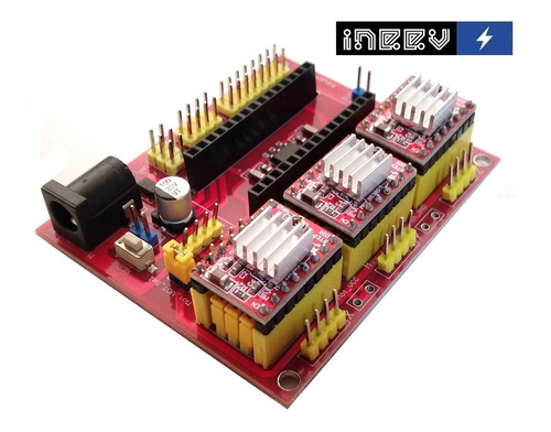 Kit Shield Cnc Impresora 3d V4 + 3 Driver A4988 Para Arduino