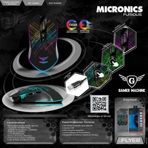 Mouse Marca Micronics Modelo Furious Mic-gm660 Gamer Con Rgb
