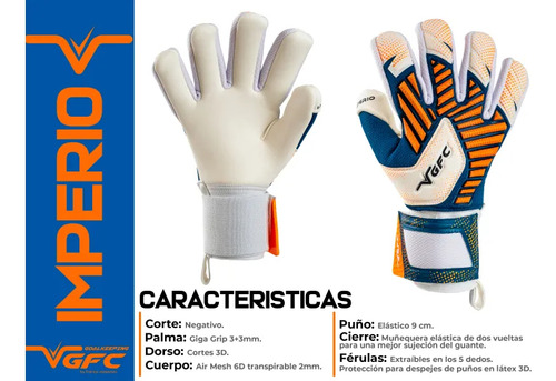 Guantes De Arquero Imperio C/ Varillas Adulto - Vgfc Volk Blanco 10